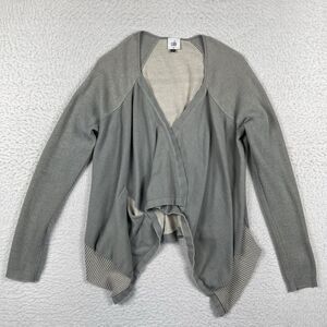 Cabi Sweater Womens Medium Gray Open Front Waterfall‎ Casual Office Travel Work